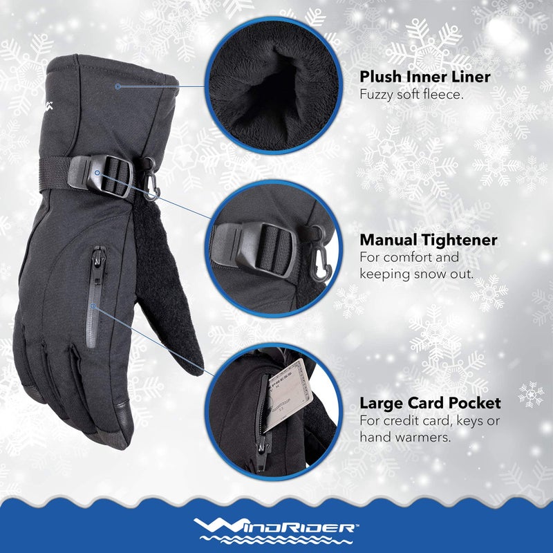 WindRider Rugged Waterproof Winter Gloves | Touchscreen Compatible | Cordura Shell, Thinsulate Insulation | Ice Fishing, Skiing, Sledding, Snowboard | for Women or Men - Image 3